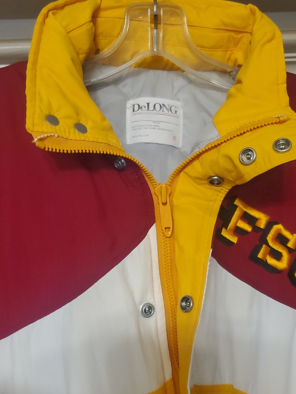 FSU Colorblock Puffer Jacket in Garnet & Gold - Picture 2 of 8